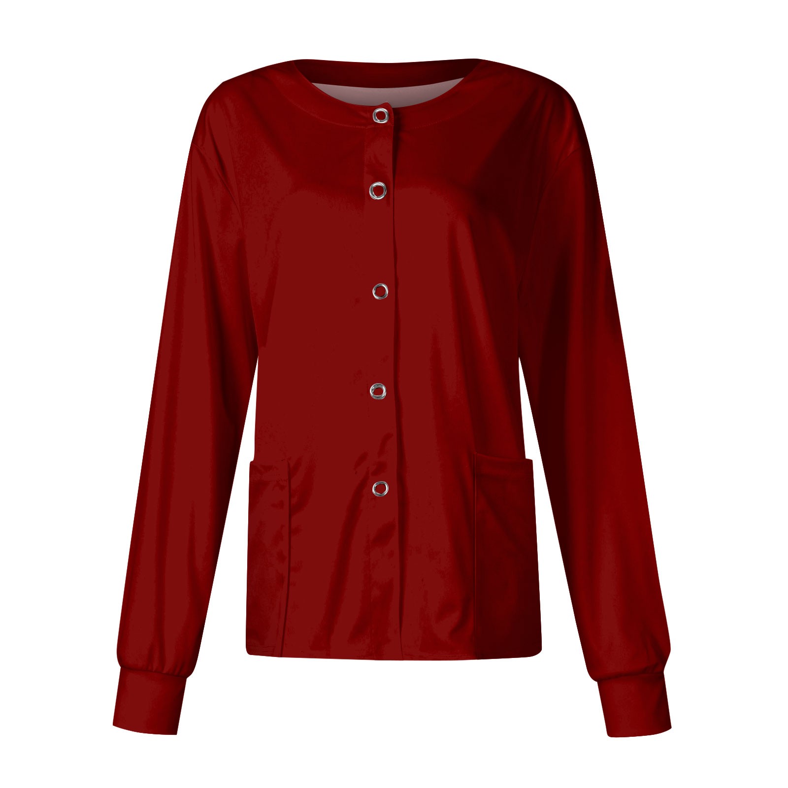 Medical Lab Uniform - 女性用シングルブレスト保護オーバーオール、カーディガンジャケット、ポケット付きトップ、長袖、スタンドアップカラー、無地、作業用