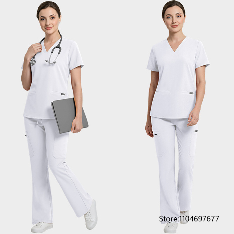Medical Lab Uniform - 新しい病院医師作業服ユニセックス手術トップ + パンツ女性医療看護師制服歯科看護師スクラブセットラボ作業服スーツ