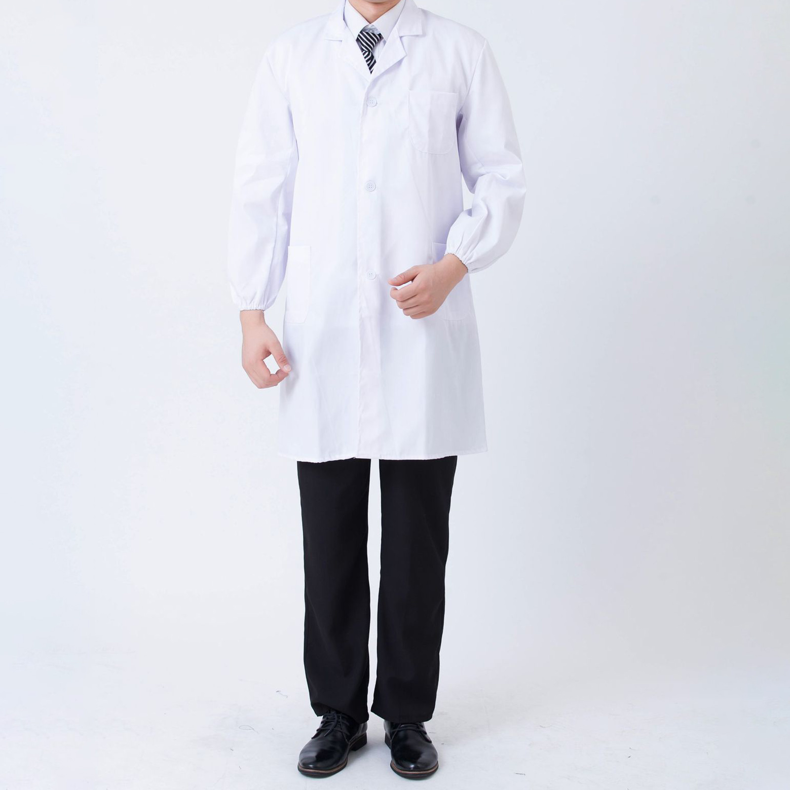 Medical Lab Hospital - 医学生白い白衣、伸縮性のある袖口付き、病院科学者学校向けの肌に優しいデザイン