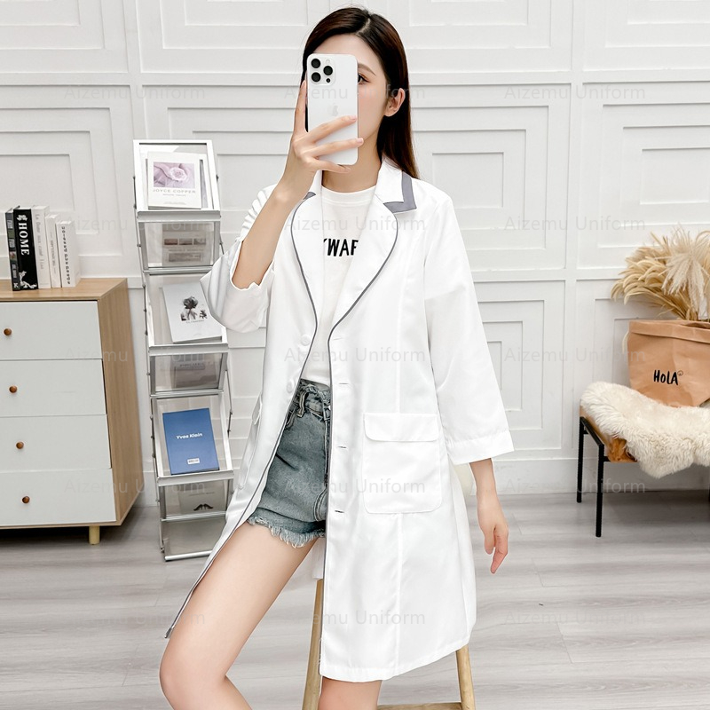 黒美容制服美容師ローブ女性サロン白衣ナース制服医療スクラブピ - Medical Lab Hospital のレビューと価格